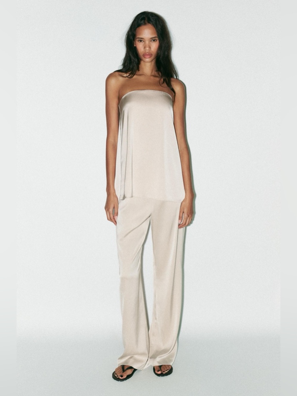 Zara Satin Strapless Top